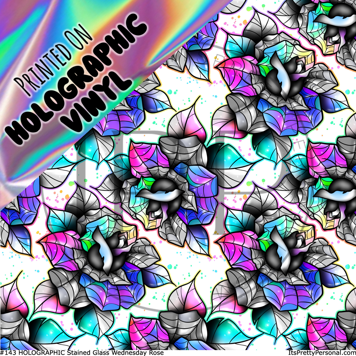 143 HOLOGRAPHIC - Stained Glass Rose 12x12 Pattern Vinyl